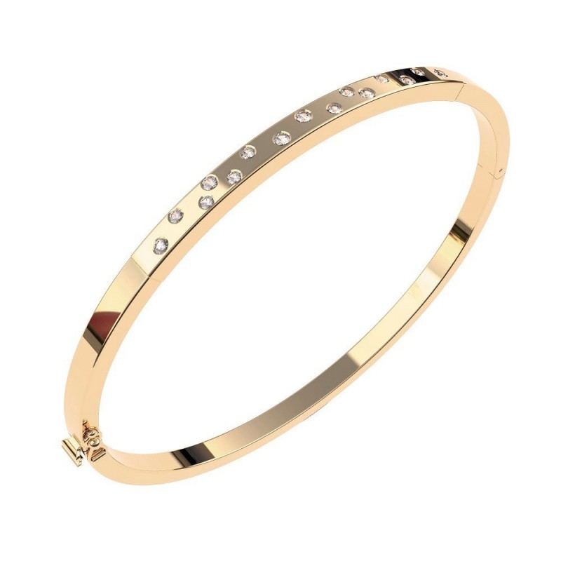 Pulsera caña circonitas oro 18k [51-9-35]