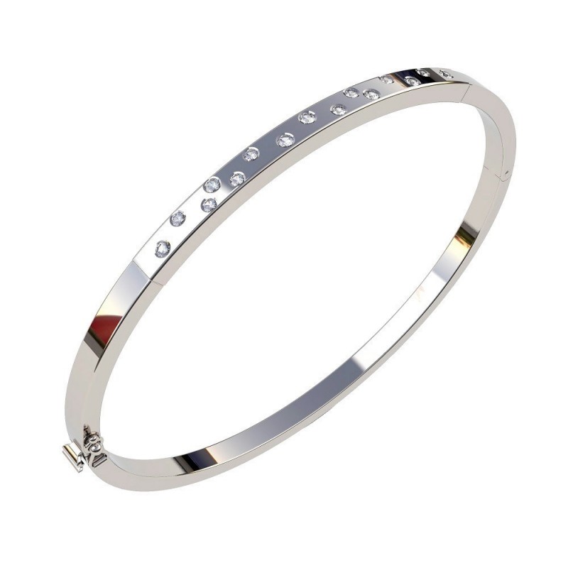 Pulsera caña circonitas oro blanco oro 18k [51-9-35-b]