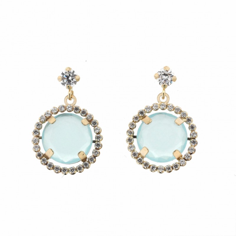 Pendientes circonita azul oro 18k [54-8339-5-p]