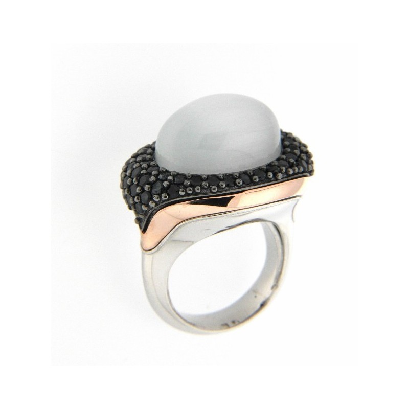 Sortija plata oro ojo de gato