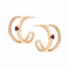 Pendientes diamantes rubi oro rosa 18K [56-17222-R-P]