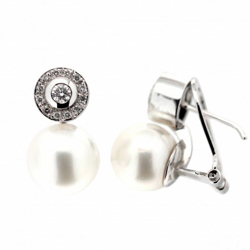 Pendientes diamantes australiana oro blanco 18K [56-1855-P]