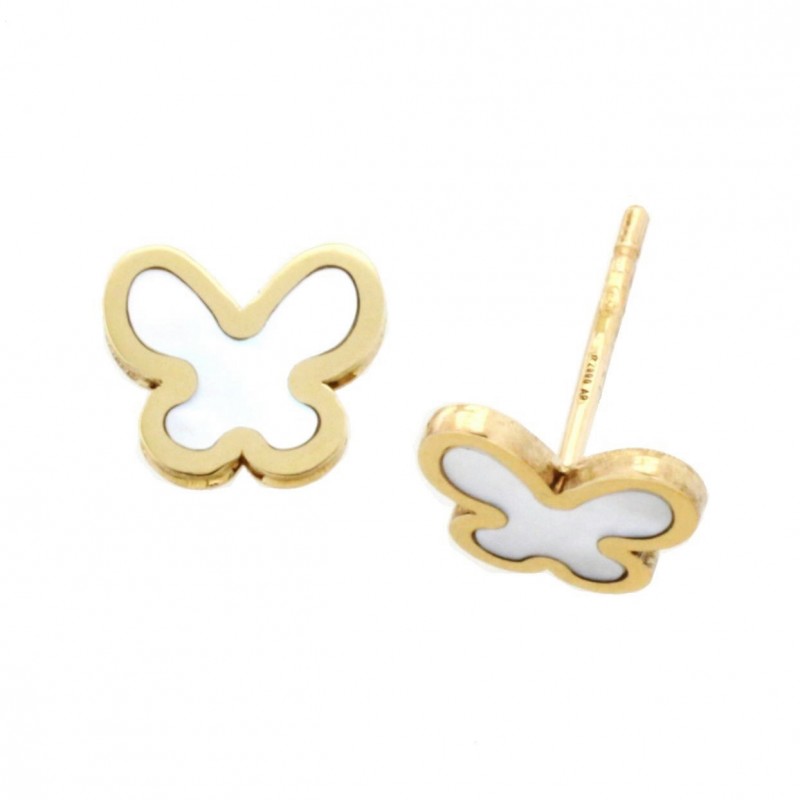 Pendientes nacar mariposa oro amarillo 18K [19-447-1056-P]