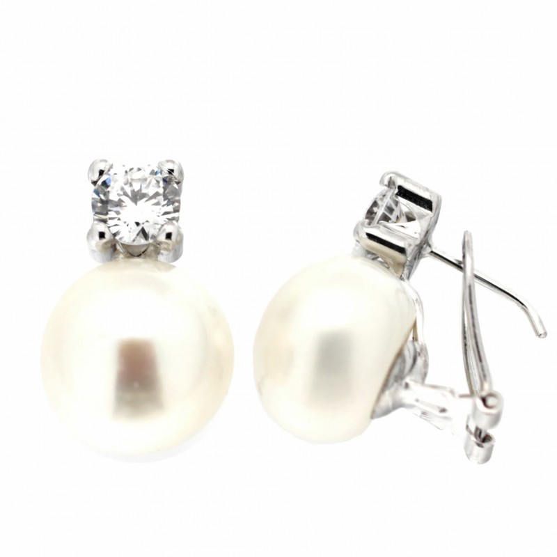 Pendientes perla oro blanco 18K [56-5780-1-P]