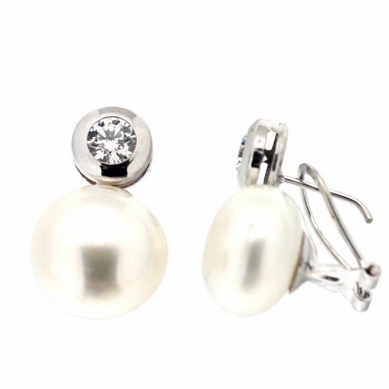 Pendientes perla oro blanco 18K [56-5783-1-P]