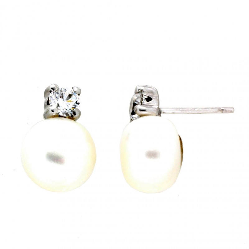 Pendientes perla oro blanco 18K [56-5784-1-P]