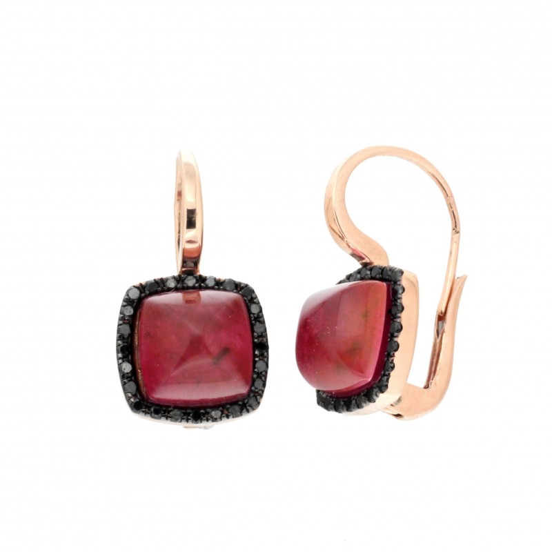 Pendientes diamantes negros rubi