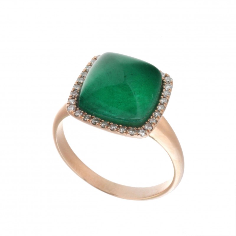 Sortija diamantes jade verde de mujer en oro rosa 18k [56-5793-j-s ]