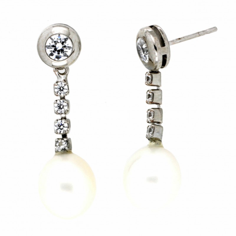 Pendientes perla oro blanco oro 18k [56-5801-1-p]