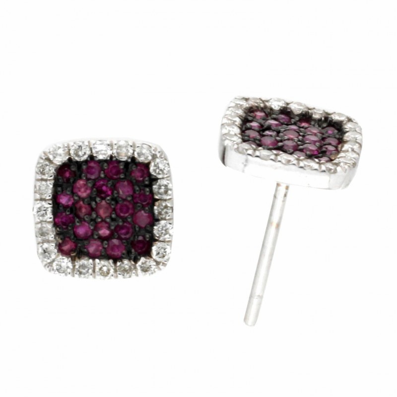 Pendientes diamantes rubi oro blanco 18K [56-5925-R-P]