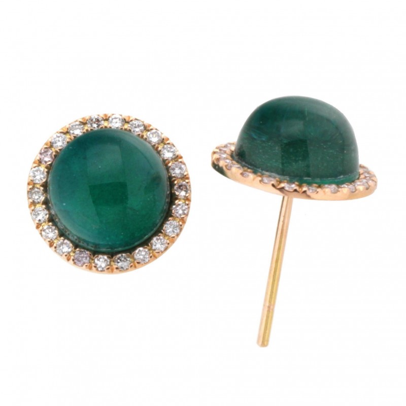 Pendientes diamantes esmeralda oro amarillo 18K [56-6024-E-P]
