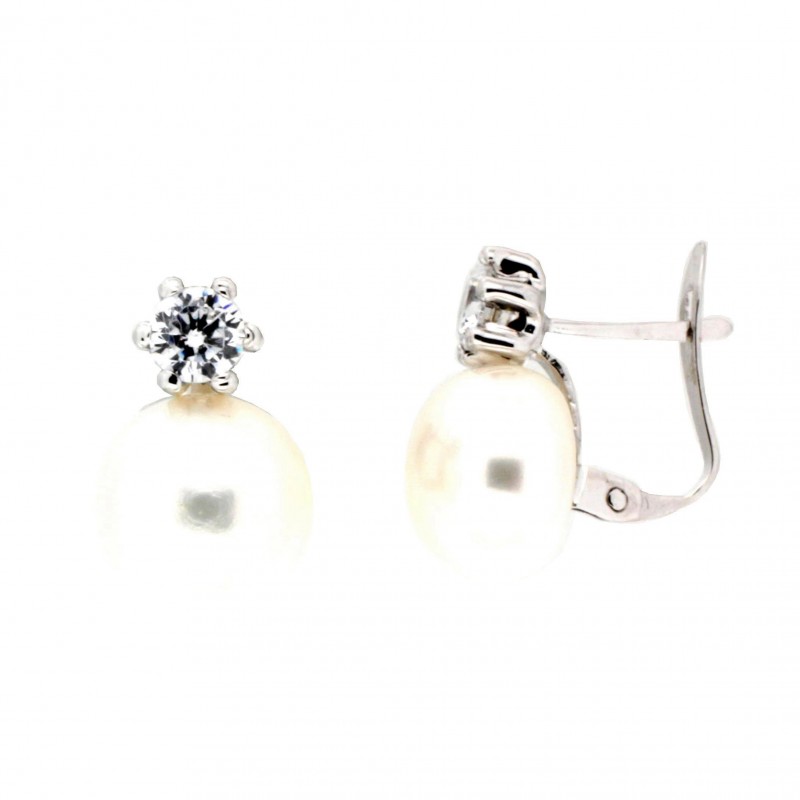Pendientes perla oro blanco 18K [56-6260-1-P]