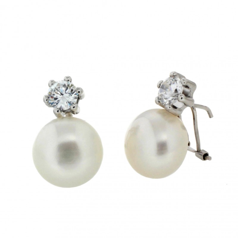Pendientes perla oro blanco 18K [56-6261-1-P]