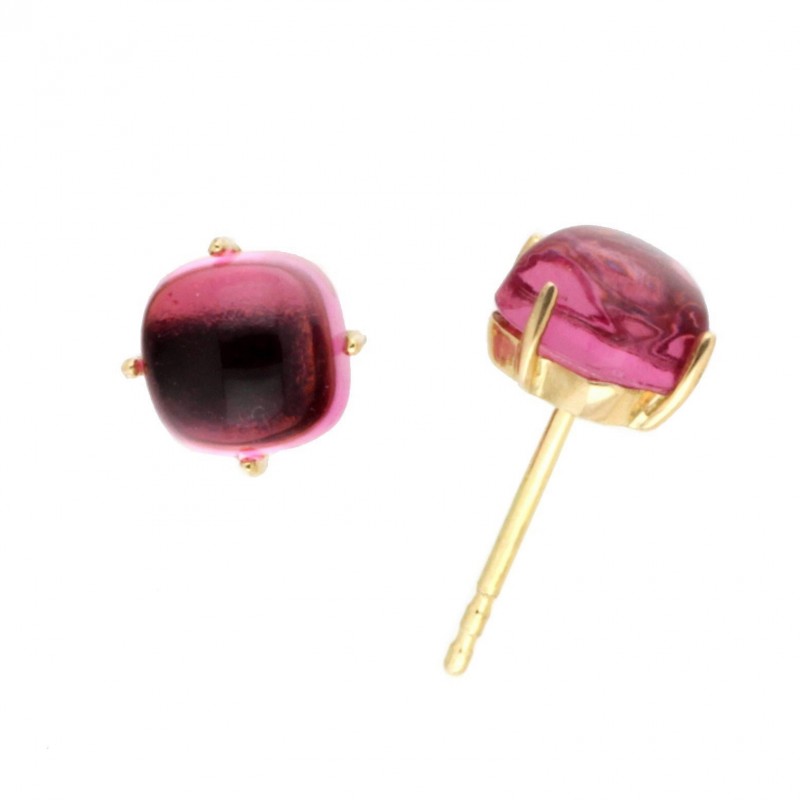 Pendientes cuarzo fucsia oro amarillo 18K [56-6283-F-P]