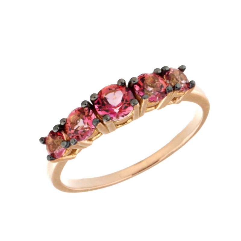 Sortija oro rosa topacio rosa