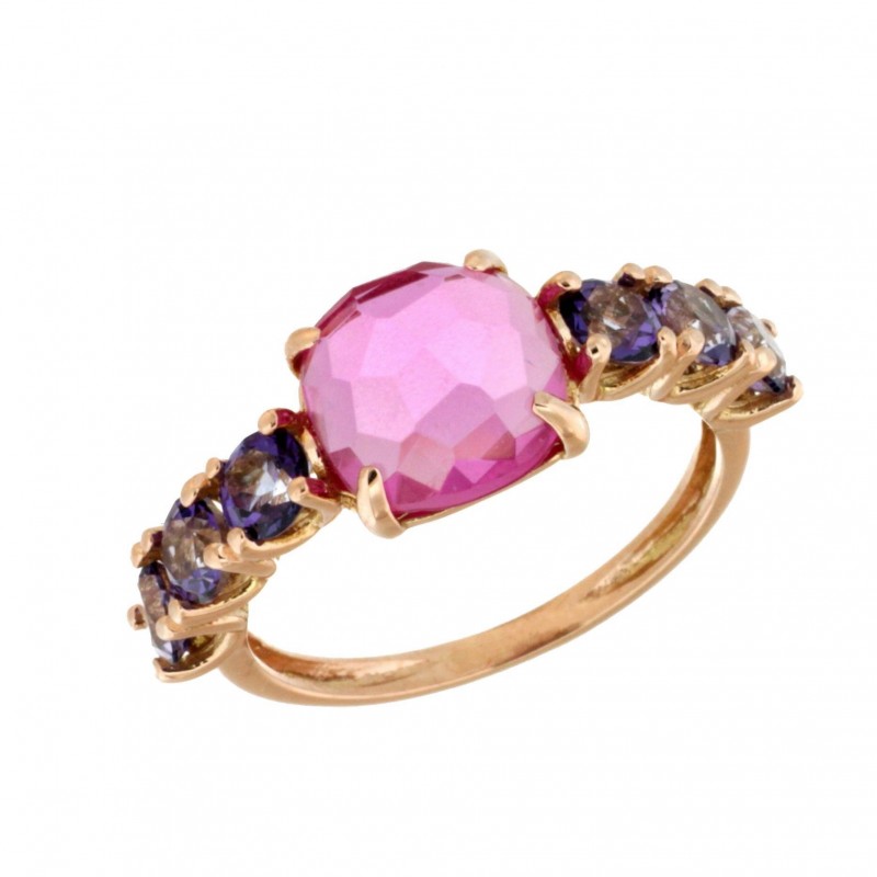 Sortija oro rosa amatista topacio rosa
