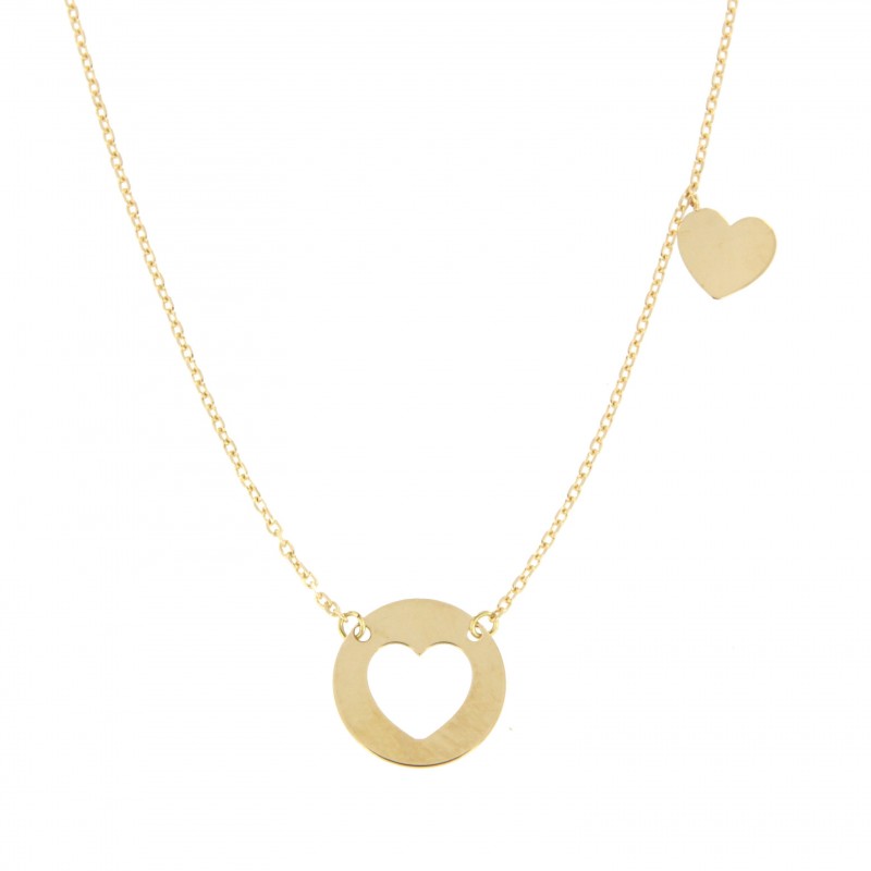 Gargantilla corazon calado motivo, oro 18k [56-6730]