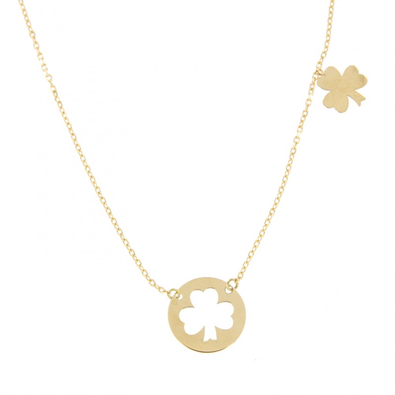 Gargantilla trebol calado motivo, oro 18k [56-6733]