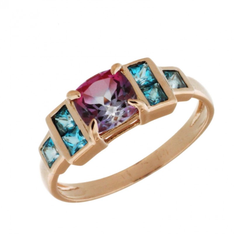Sortija topacio rosa paraiba oro rosa