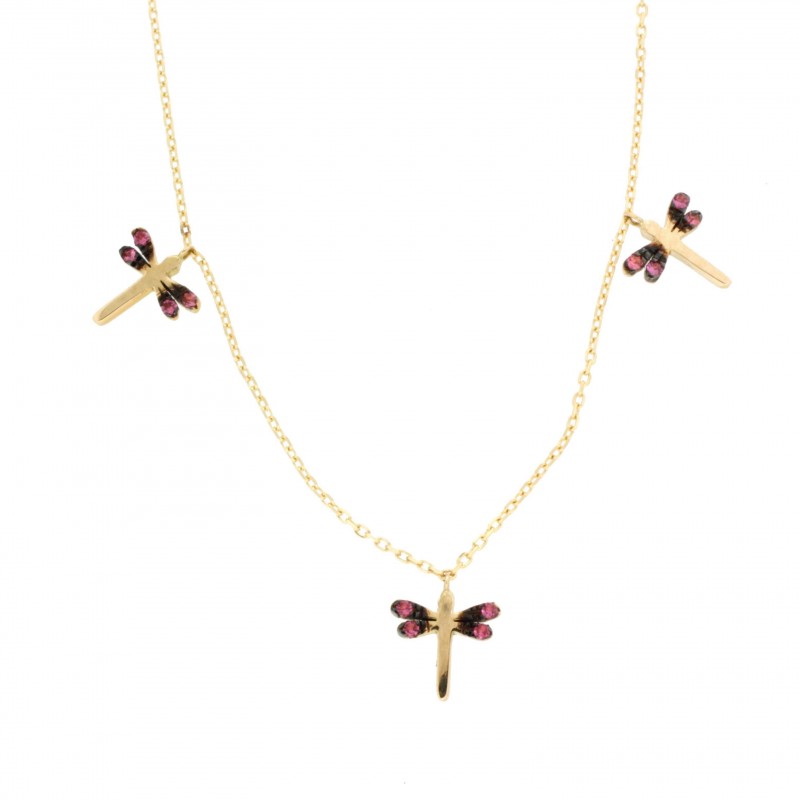 Gargantilla libélula topacio rosa, oro 18k [56-6997-11tr]