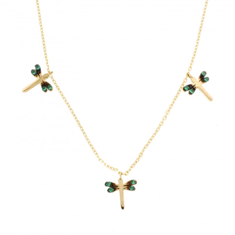 Gargantilla libélula topacio verde, oro 18k [56-6997-11tv]