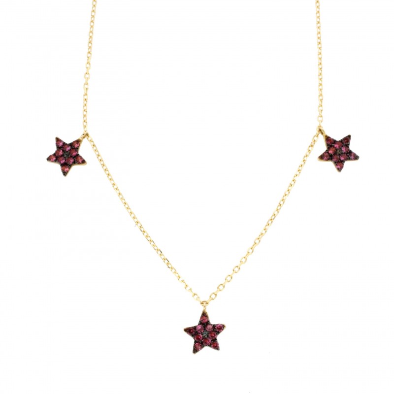 Gargantilla estrellas topacio rosa, oro 18k [56-6997-4tr]