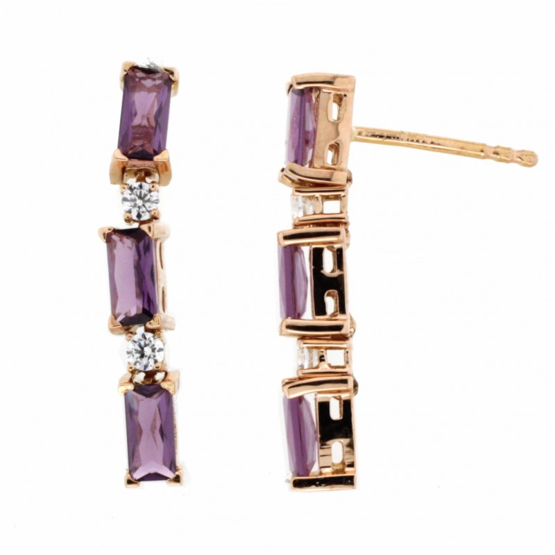 Pendientes oro rosa amatista oro 18k [56-7031-am-p9-839]