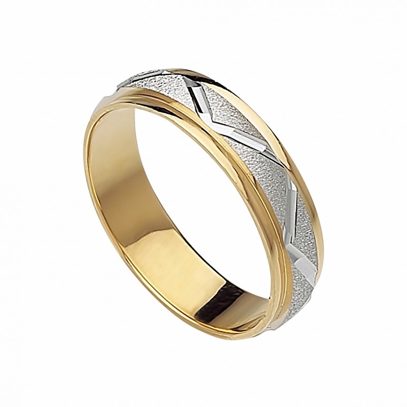 Alianza lapidada bicolor oro