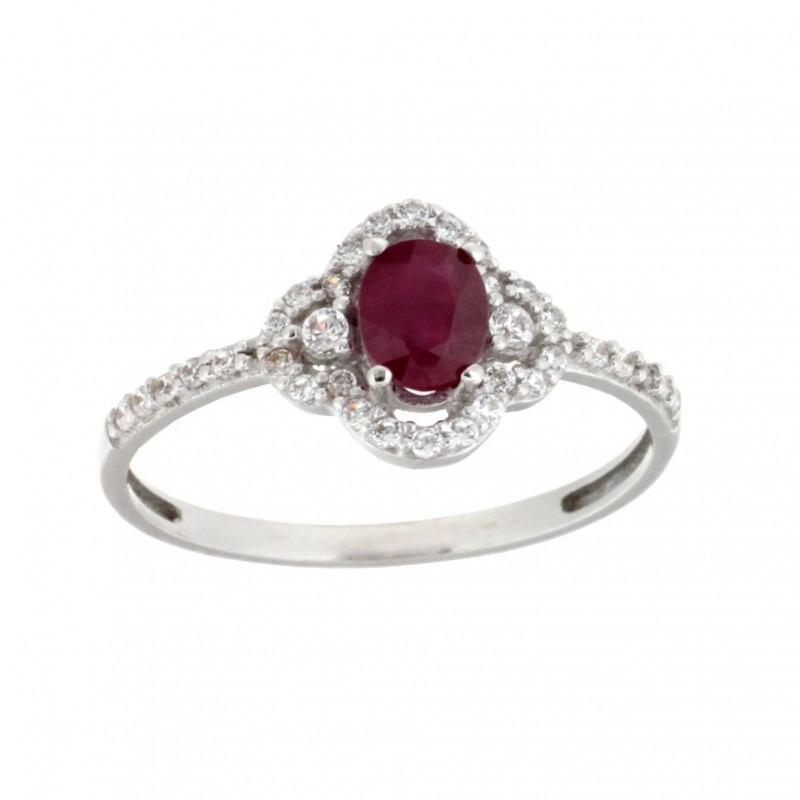 Sortija oro blanco rubi