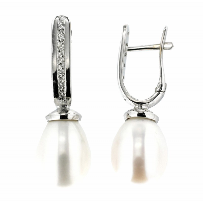 Pendientes diamantes oro blanco 18K [60-3363-P]