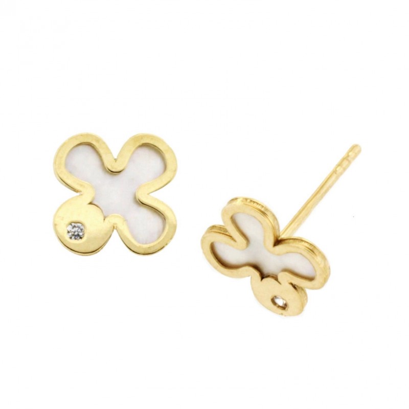 Pendientes cuatrebol nacar oro amarillo 18K [60-4244-P]