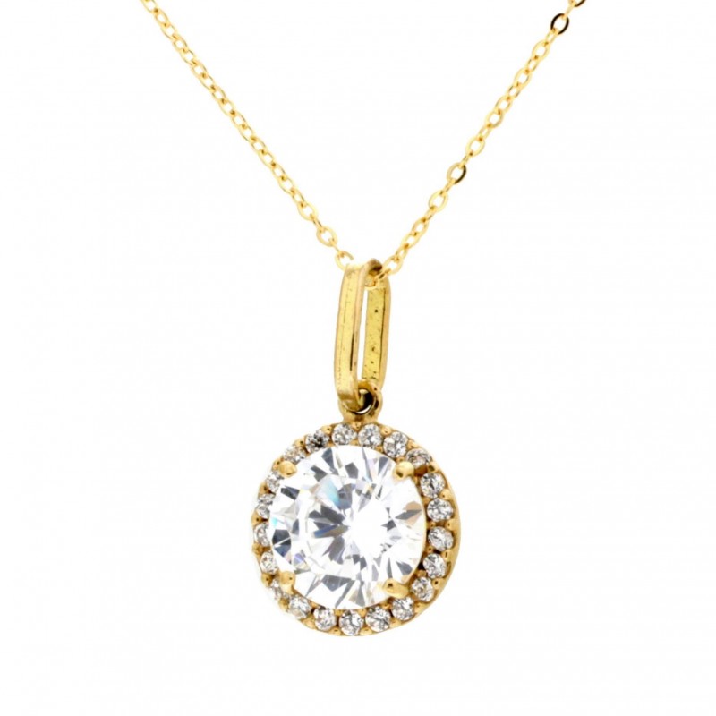 Colgante con cadena swaroski oro amarillo 18k [60-629-1 ]