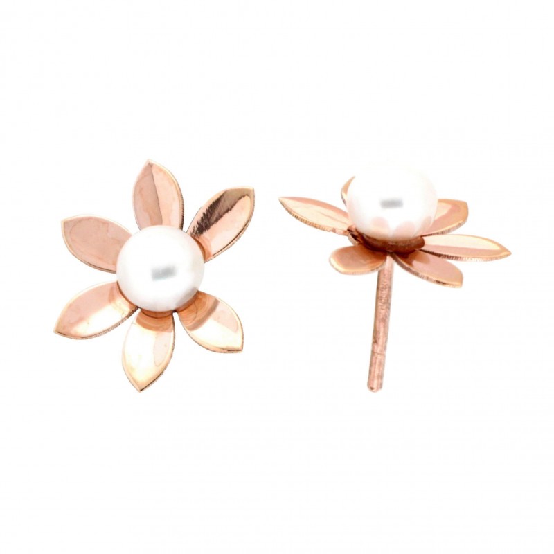 Pendientes perla oro rosa 18K [64-5360-R-P]