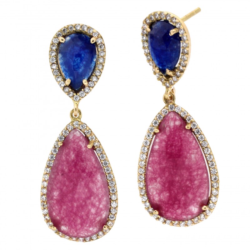 Pendientes jade zafiro rubi oro 18k [64-778-zr-p9-839]