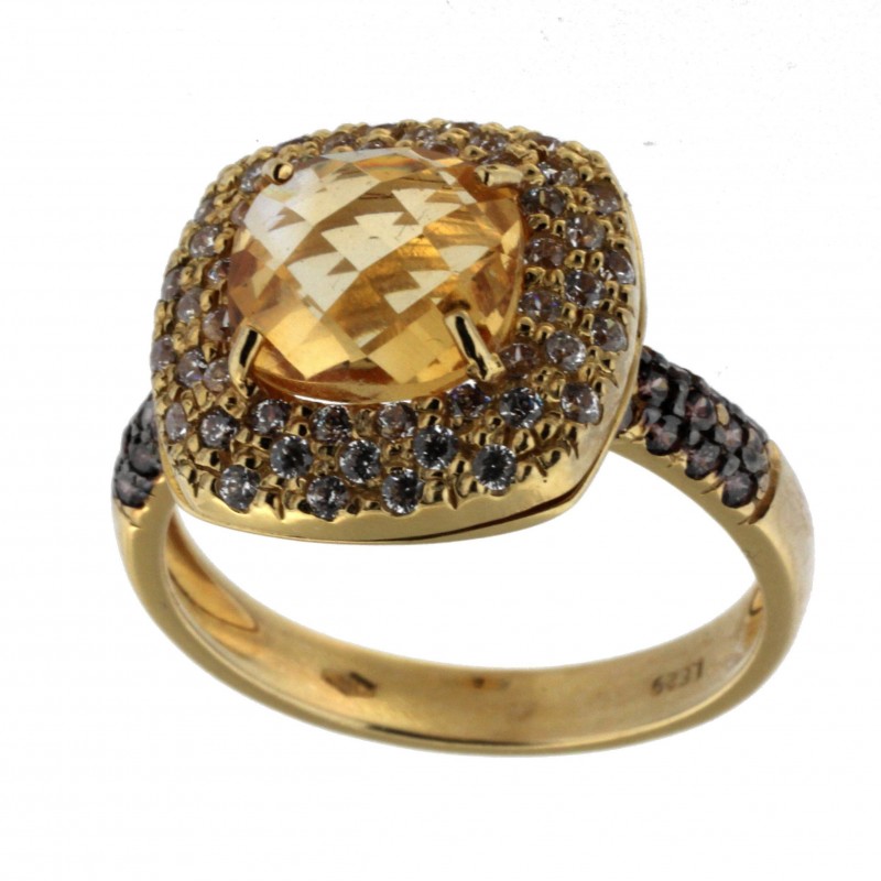 Anillo sortija citrino oro amarillo, oro 18k [ 65-1393-1-s ]