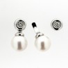 Pendientes diamantes perla oro blanco 18K [70-11375-P]