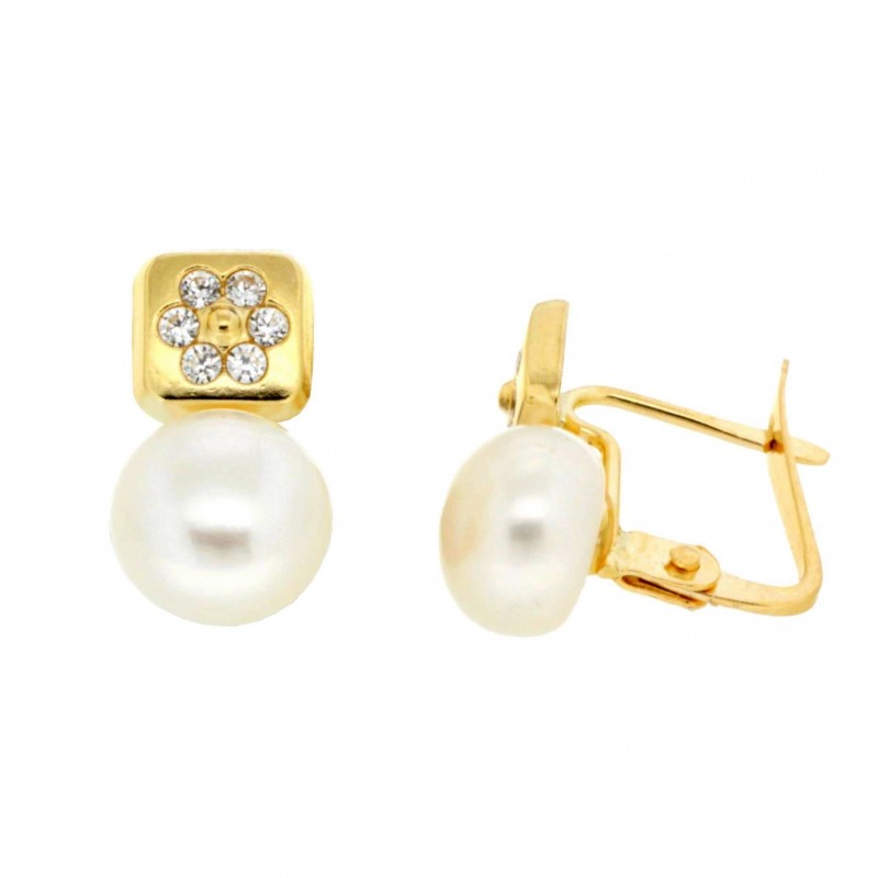 Pendientes perla oro amarillo 18K [70-11609-P]