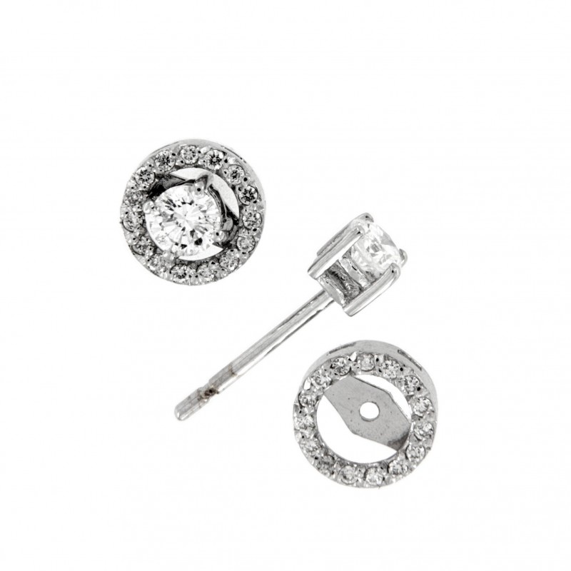 Pendientes diamantes orla desmontable oro blanco 18K [70-11650-P]