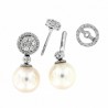 Pendientes diamantes perla desmontable oro blanco 18K [70-11654-P]
