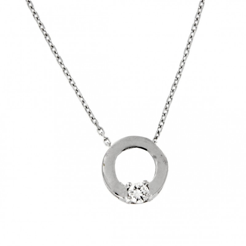 Colgante diamante oro blanco con cadena 18k [70-11681-b ]