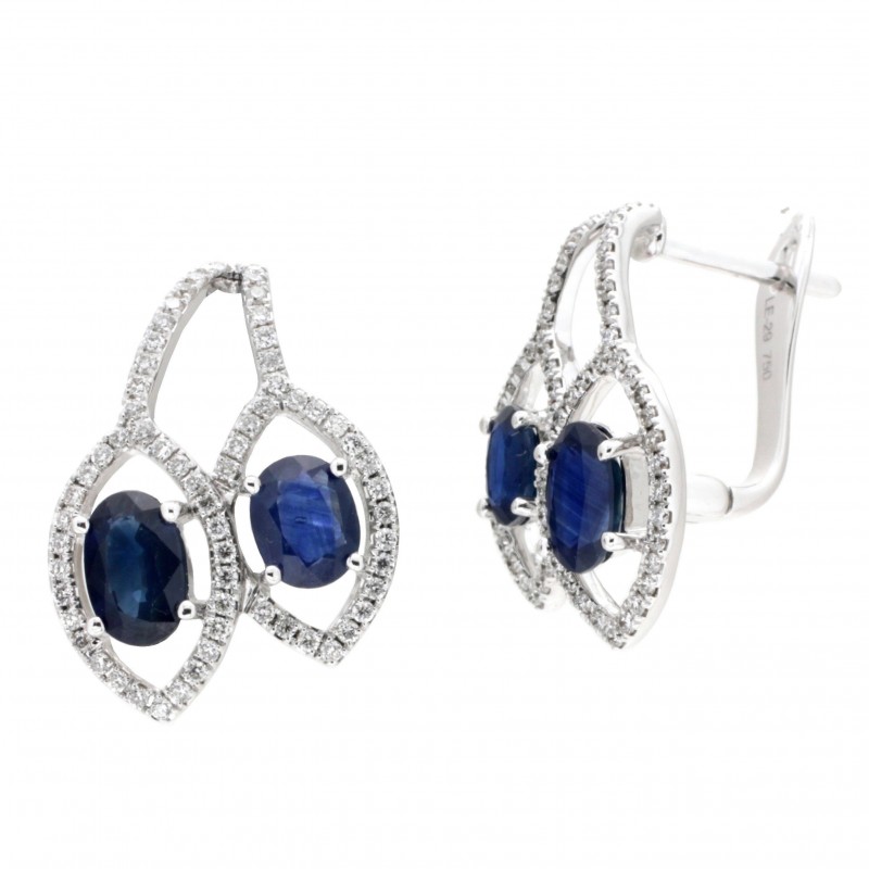 Pendientes diamantes zafiros oro blanco 18K [72-3959-Z-P]