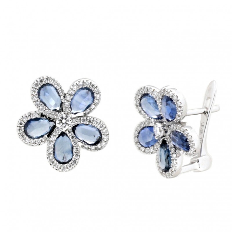 Pendientes diamantes zafiros oro blanco 18K [72-4387-Z-P]