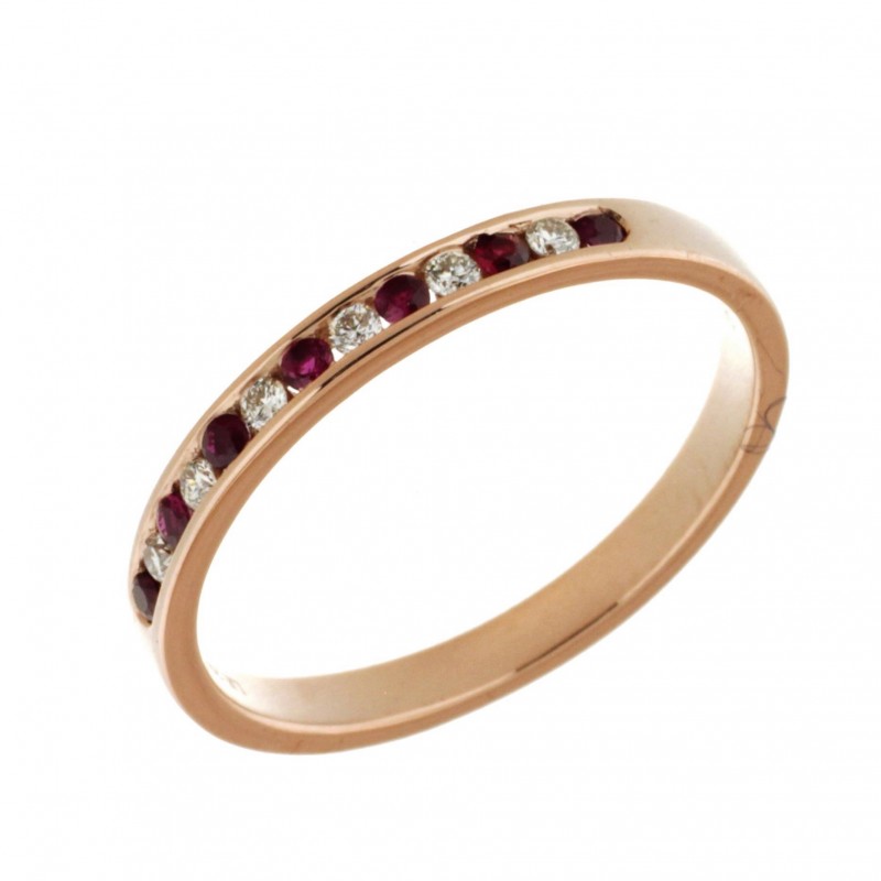 Media alianza diamantes rubi oro rosa