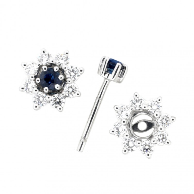Pendientes diamantes zafiro desmontable oro blanco 18K [76-2107308-Z-P]