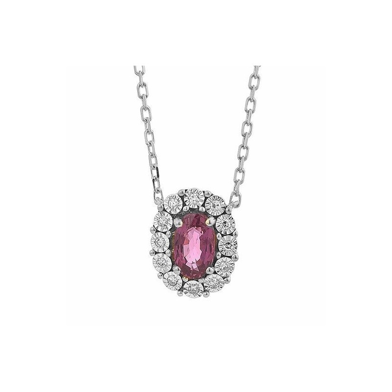 Colgante diamantes rubí con cadena oro blanco 18k [76-2180003-1r ]