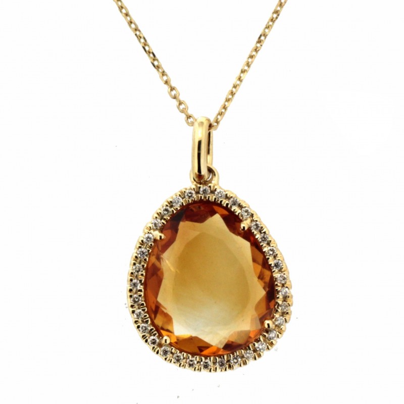 Colgante con cadena diamantes cuarzo cit oro blanco 18k [76-40005-c ]