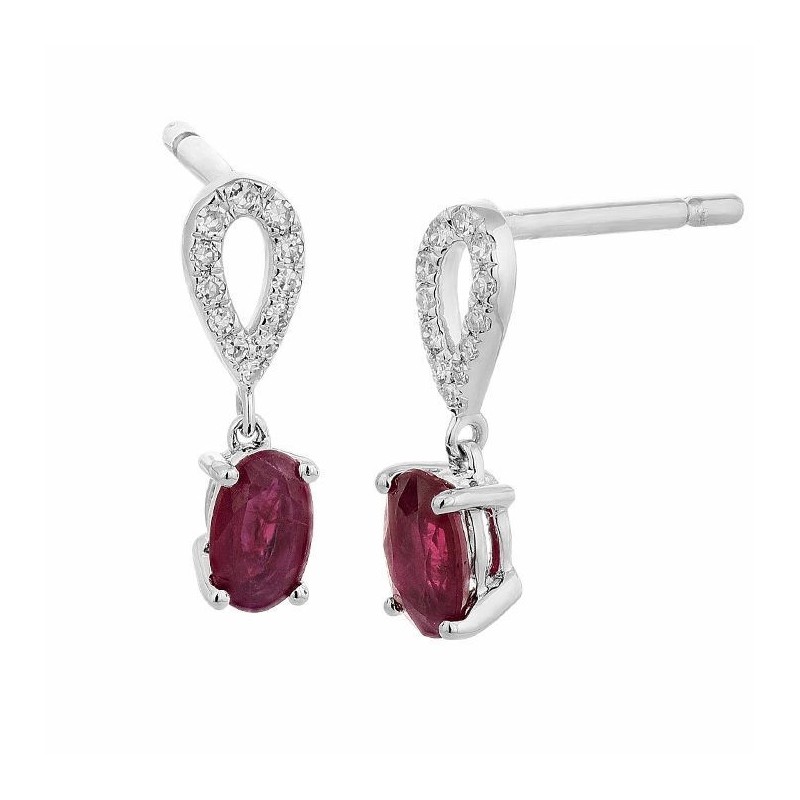 Pendientes diamantes rubí oro 18k [76-9180017-1rp]