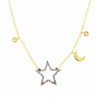 Gargantilla diamantes estrella luna chat, oro 18k [80-1180655]