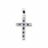 Cruz diamantes zafiro oro blanco oro de 18k garantizado [80-1280571]