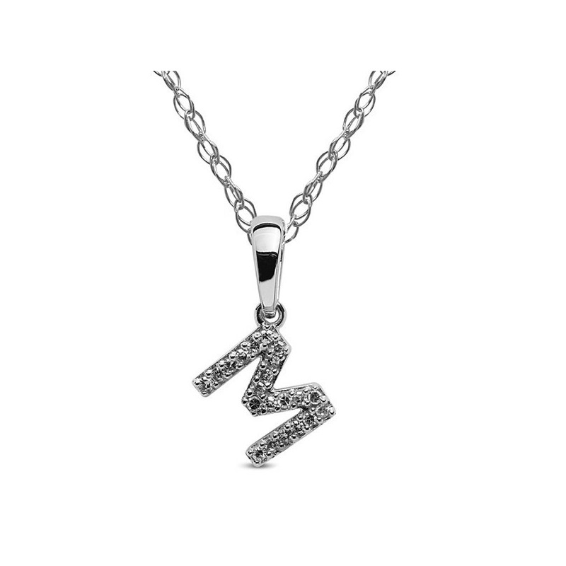 Colgante diamantes letra m con cadena or oro blanco 18k [80-1280680-m ]